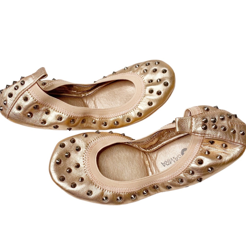 Yosi Samra Rose Gold Studded Foldable Ballet Flats Size 6